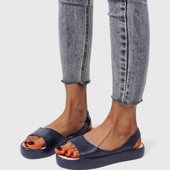 Aria | Women’s Leather Peep-Toe Slingback Flatform Sandals