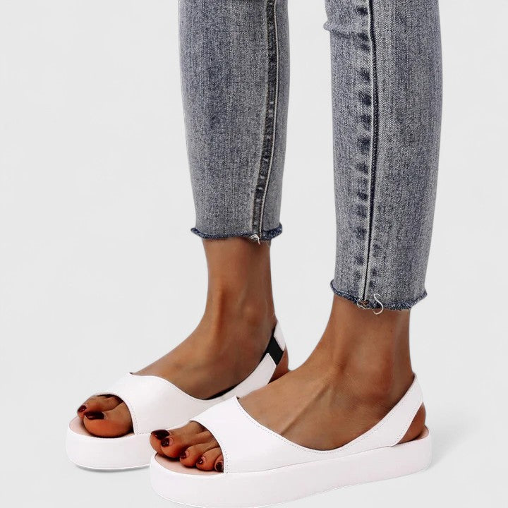 Aria | Women’s Leather Peep-Toe Slingback Flatform Sandals