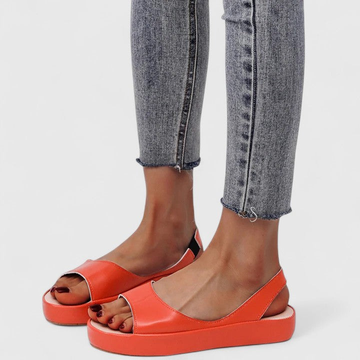 Aria | Women’s Leather Peep-Toe Slingback Flatform Sandals