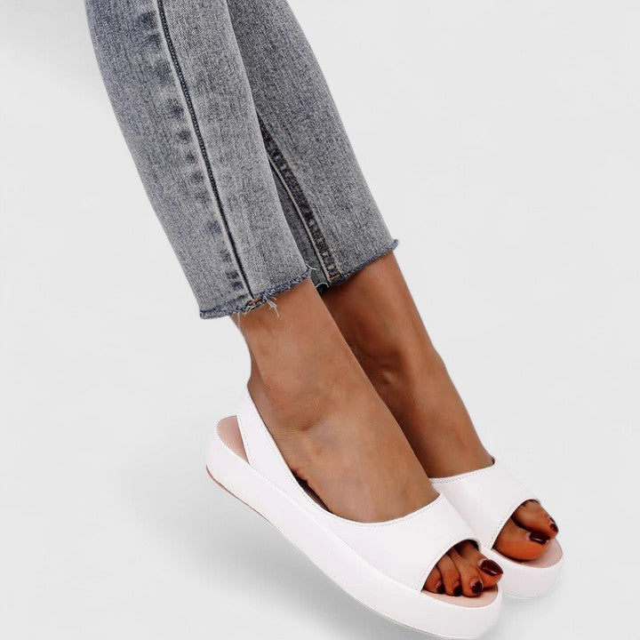 Aria | Women’s Leather Peep-Toe Slingback Flatform Sandals