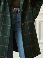 Rowan | Women’s Windowpane Plaid Wool Blend Tailored Car Coat