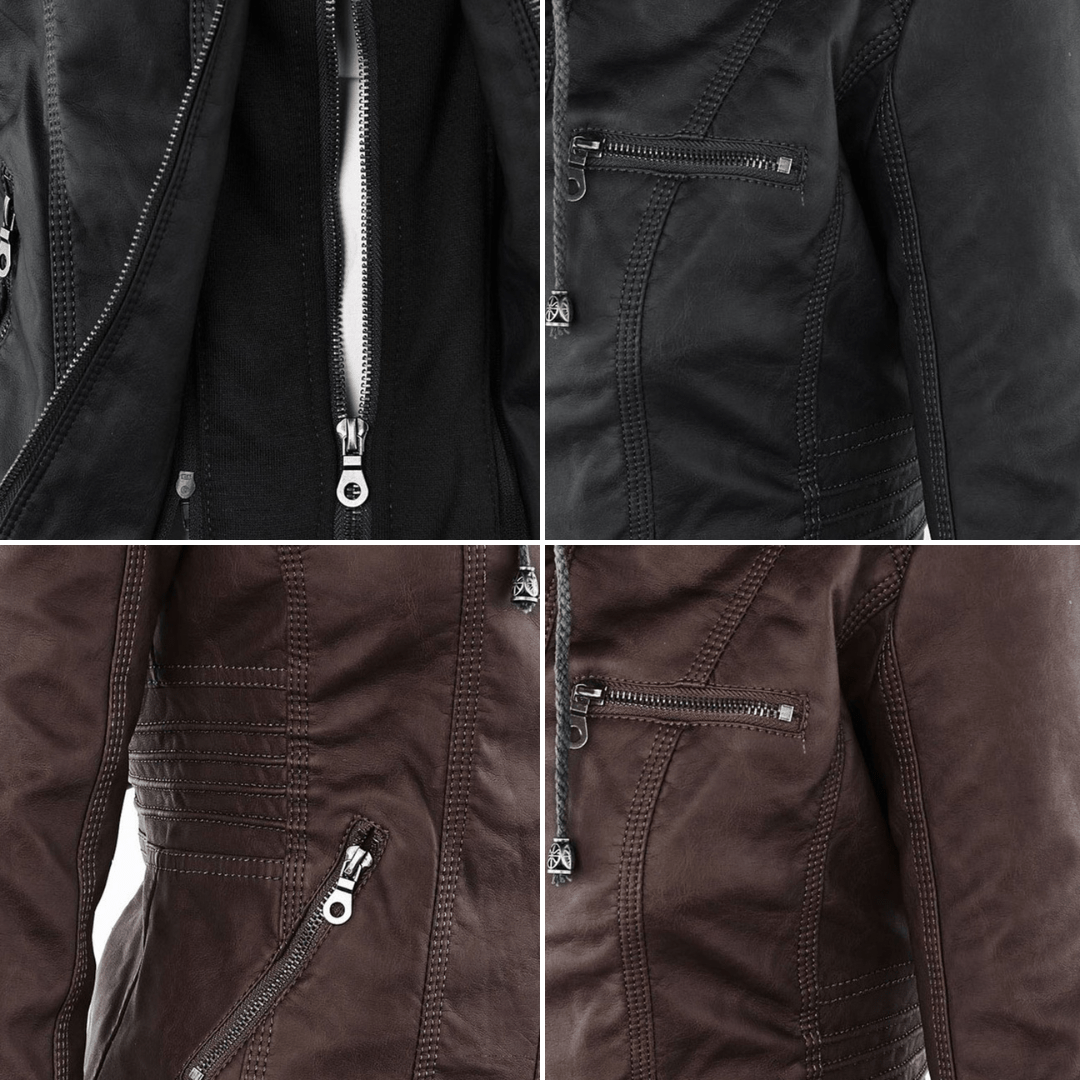 Kirra | Waterproof Hooded Faux Leather Jacket