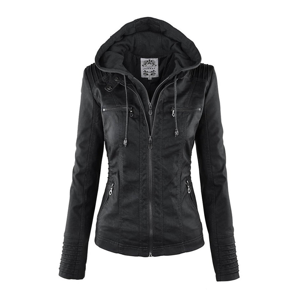Kirra | Waterproof Hooded Faux Leather Jacket