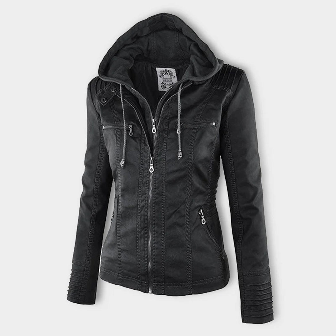 Kirra | Waterproof Hooded Faux Leather Jacket