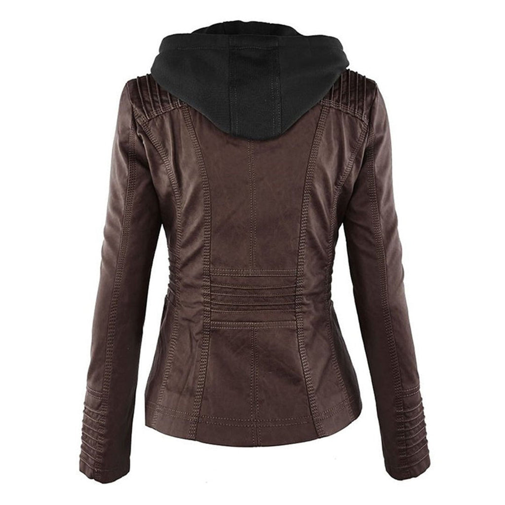 Kirra | Waterproof Hooded Faux Leather Jacket