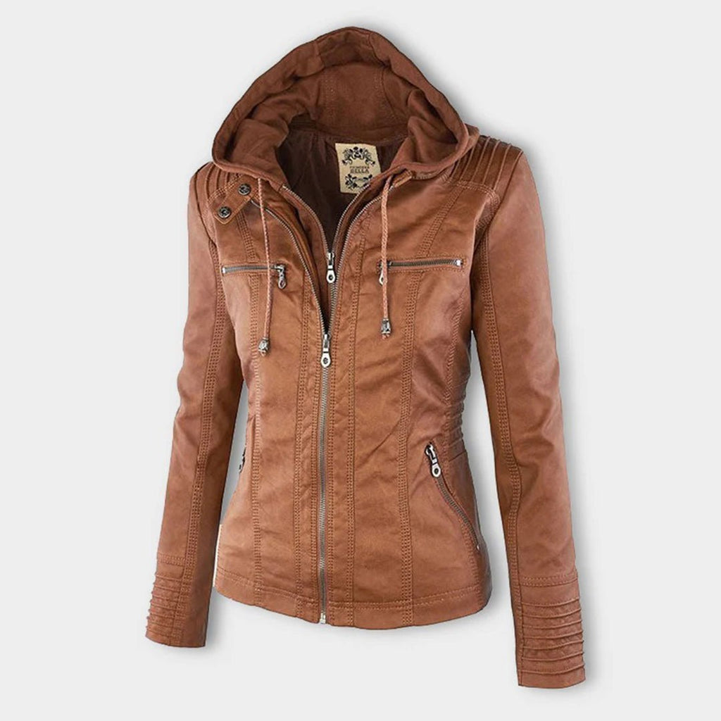 Kirra | Waterproof Hooded Faux Leather Jacket