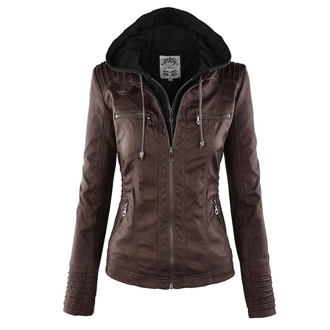 Kirra | Waterproof Hooded Faux Leather Jacket