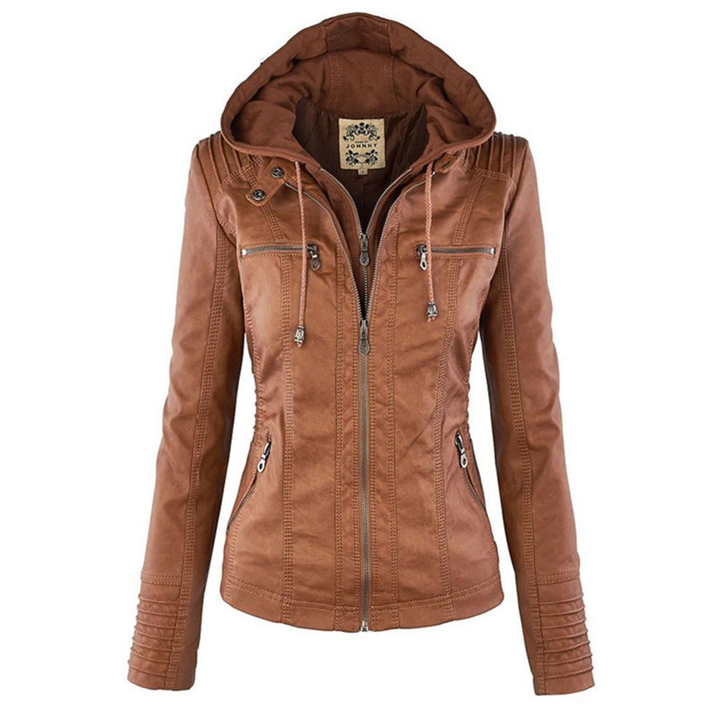 Kirra | Waterproof Hooded Faux Leather Jacket