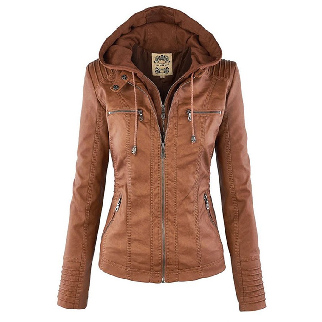 Kirra | Waterproof Hooded Faux Leather Jacket