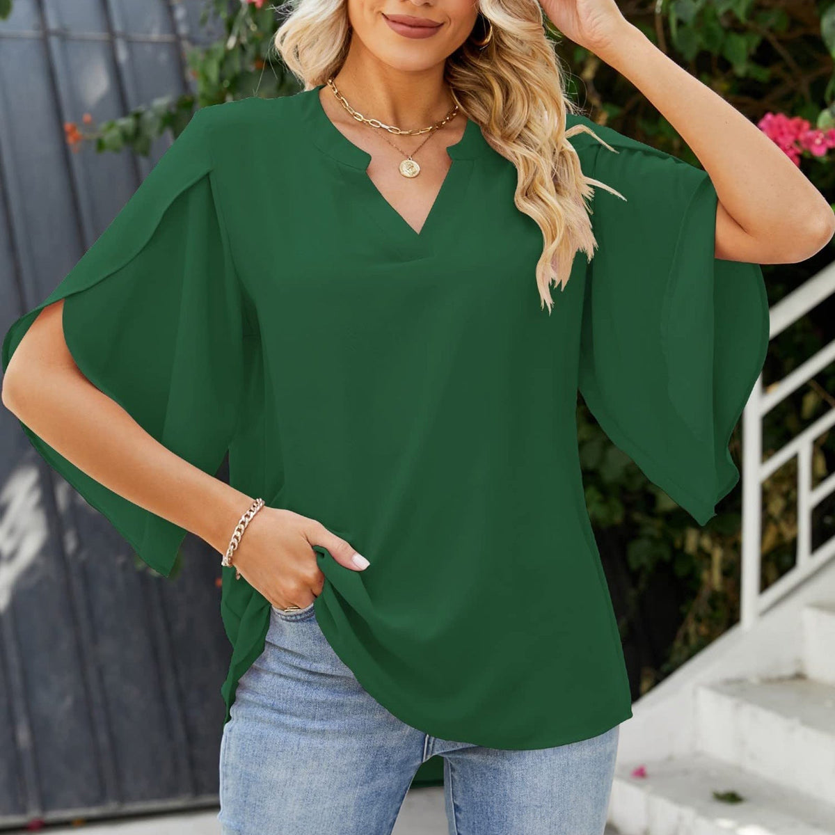 Seraphina | Flowing Split-Sleeve Blouse