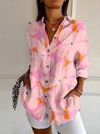Women's Vibrant Floral Button-Up Blouse