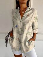 Women's Vibrant Floral Button-Up Blouse