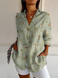Women's Vibrant Floral Button-Up Blouse