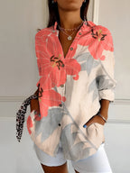 Women's Vibrant Floral Button-Up Blouse