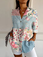 Women's Vibrant Floral Button-Up Blouse