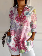 Women's Vibrant Floral Button-Up Blouse