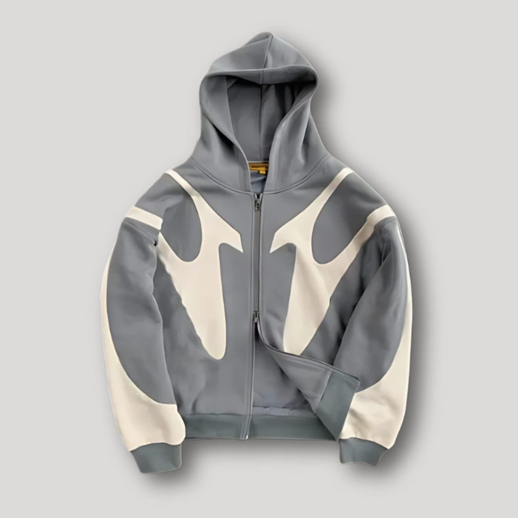 Kai | Men’s Graphic Contrast-Appliqué Heavyweight Zip Hoodie