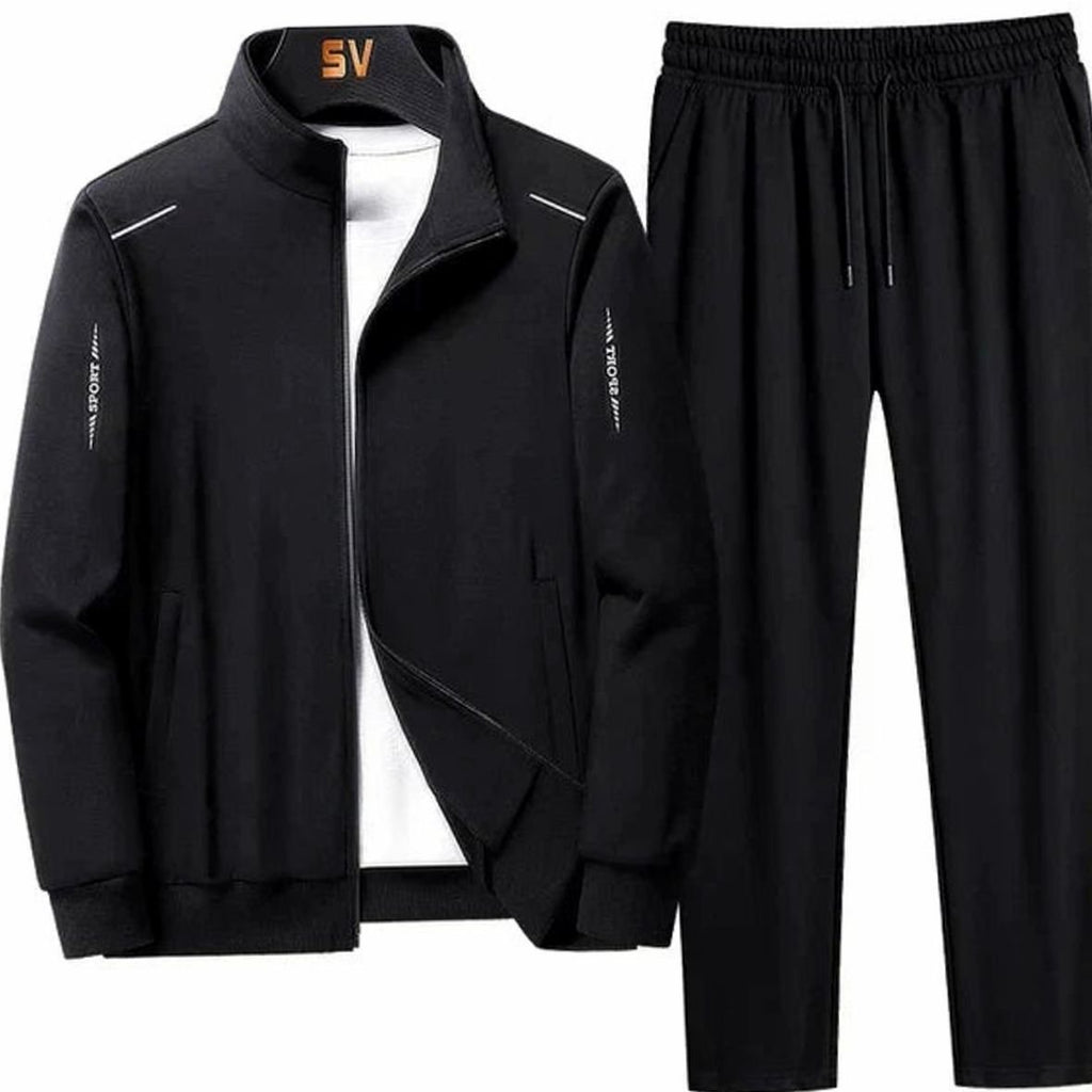 Jax | Men’s Reflective-Trim Full-Zip Stand-Collar Tracksuit Set