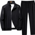 Jax | Men’s Reflective-Trim Full-Zip Stand-Collar Tracksuit Set