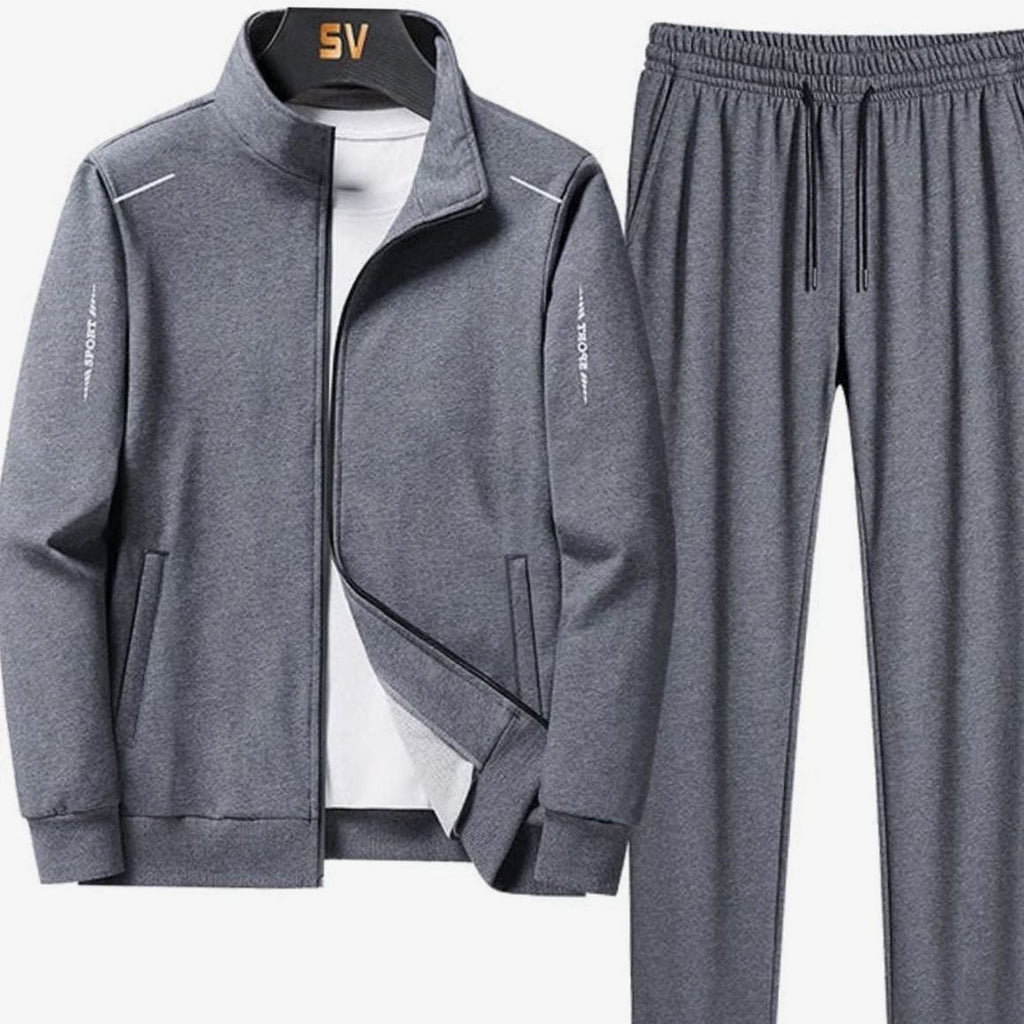 Jax | Men’s Reflective-Trim Full-Zip Stand-Collar Tracksuit Set