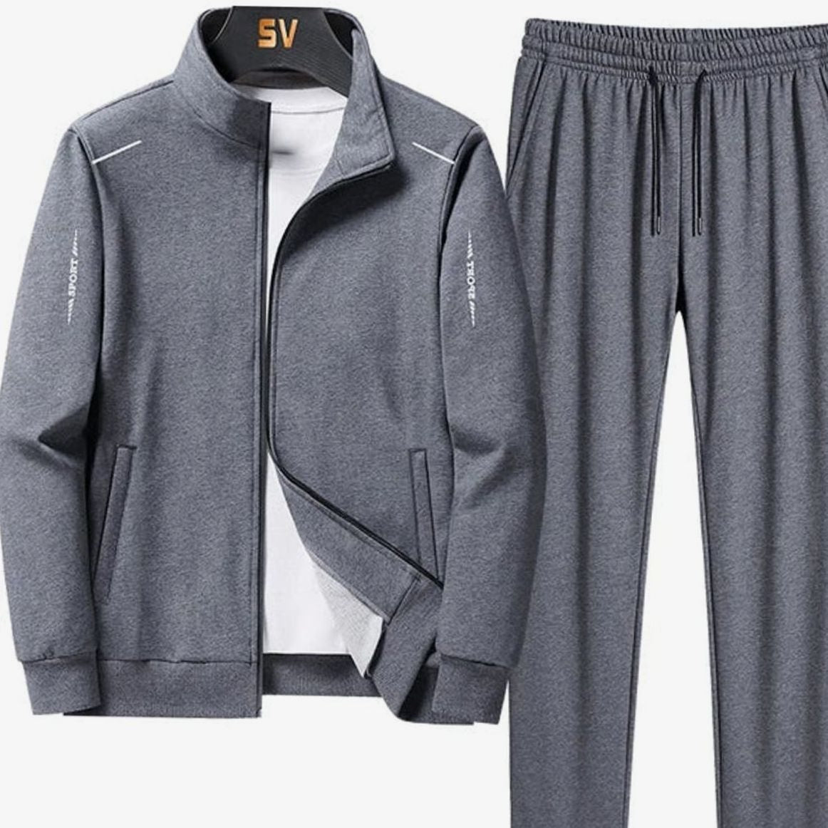 Jax | Men’s Reflective-Trim Full-Zip Stand-Collar Tracksuit Set