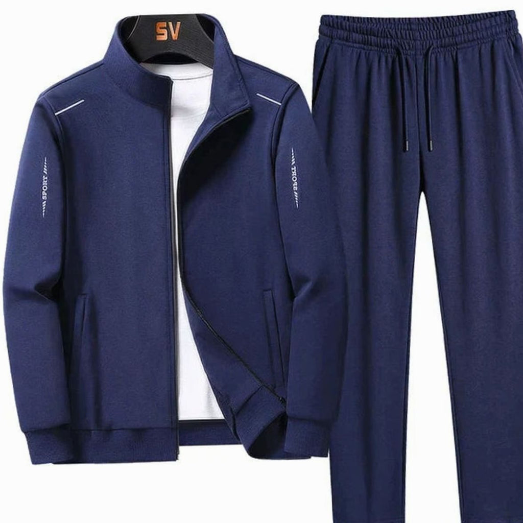 Jax | Men’s Reflective-Trim Full-Zip Stand-Collar Tracksuit Set