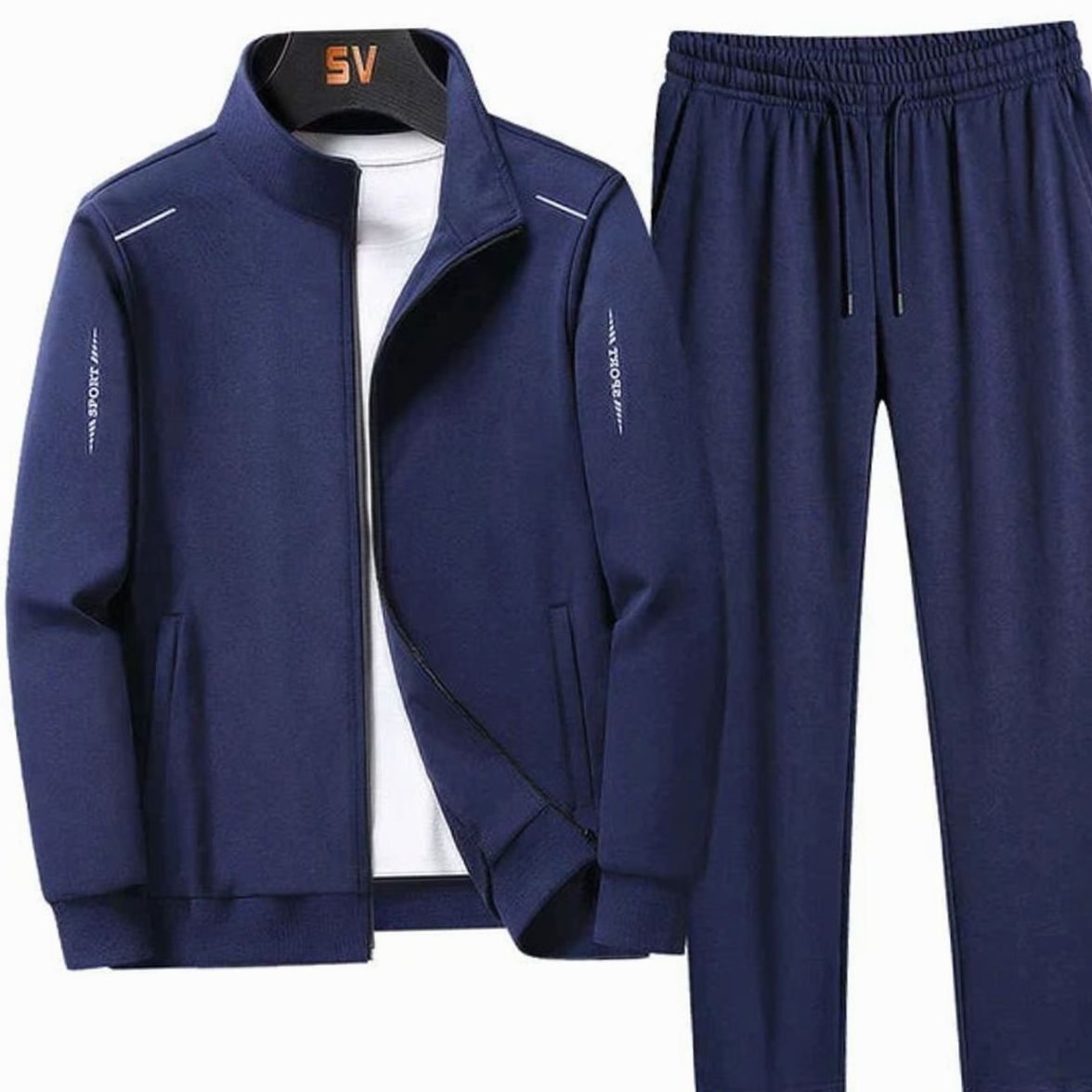 Jax | Men’s Reflective-Trim Full-Zip Stand-Collar Tracksuit Set