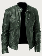 Damian | Men’s Burgundy Leather Snap-Collar Cafe Racer Jacket