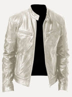 Damian | Men’s Burgundy Leather Snap-Collar Cafe Racer Jacket
