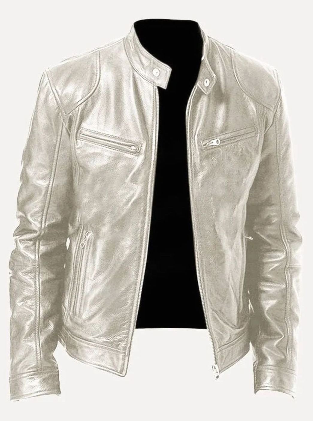 Damian | Men’s Burgundy Leather Snap-Collar Cafe Racer Jacket