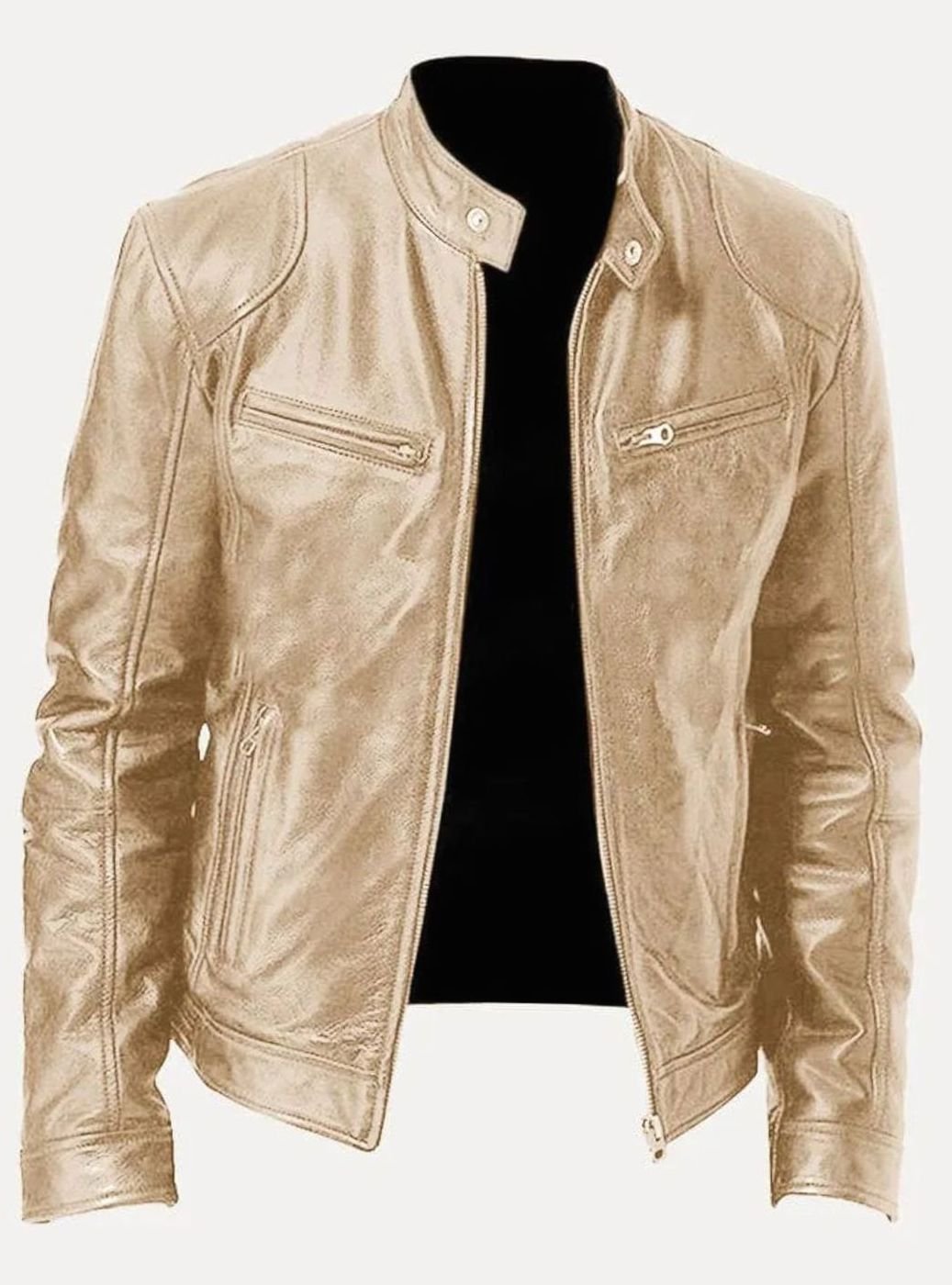 Damian | Men’s Burgundy Leather Snap-Collar Cafe Racer Jacket