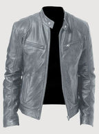 Damian | Men’s Burgundy Leather Snap-Collar Cafe Racer Jacket