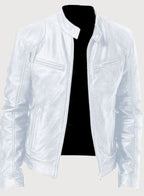 Damian | Men’s Burgundy Leather Snap-Collar Cafe Racer Jacket