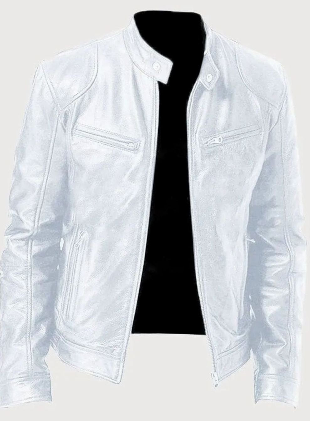 Damian | Men’s Burgundy Leather Snap-Collar Cafe Racer Jacket