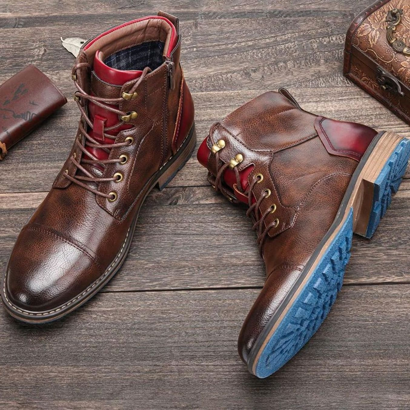 Mason | Men’s Cap-Toe Lace-Up Side-Zip Ankle Boots