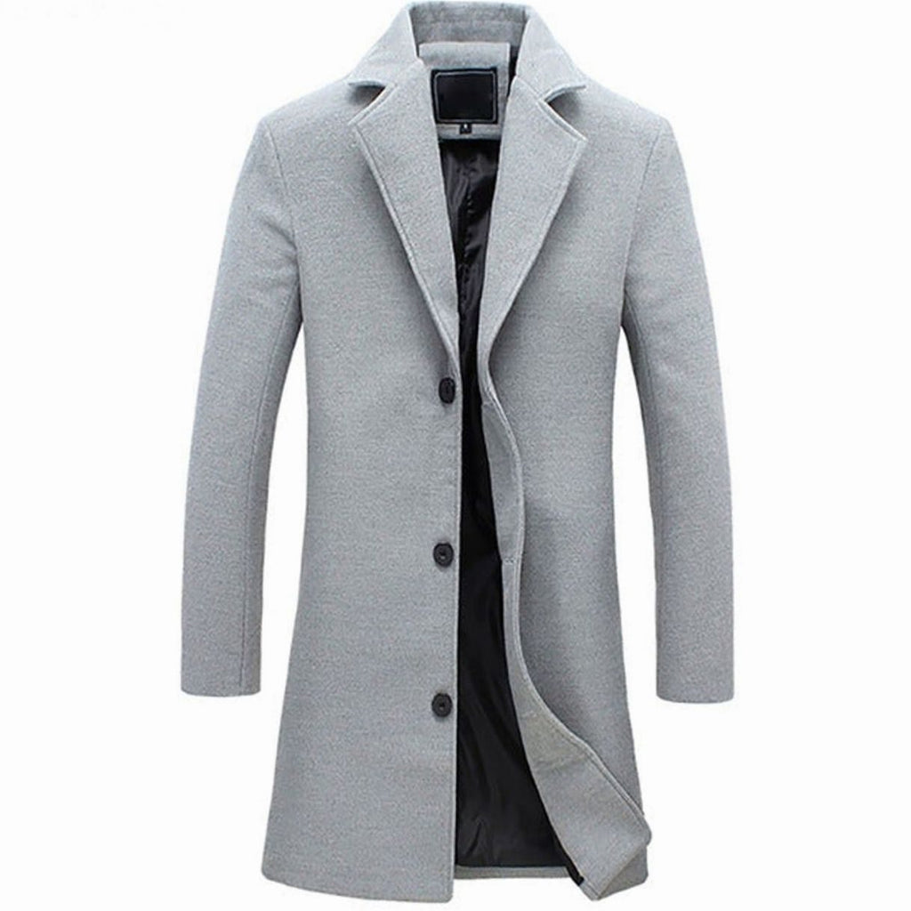 Arthur | Men’s Single-Breasted Notched Lapel Wool-Blend Trench Coat