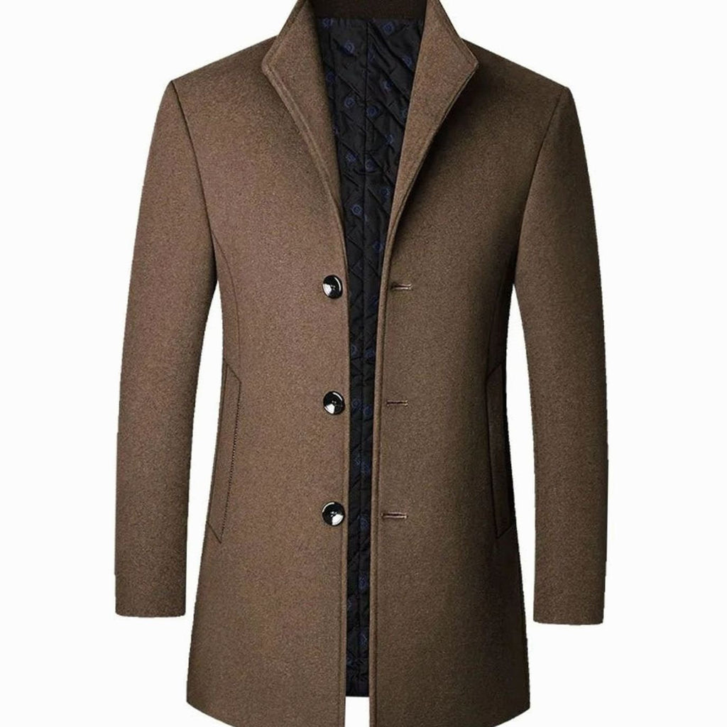Everett | Men’s Stand-Collar Quilted-Lined Wool-Blend Overcoat
