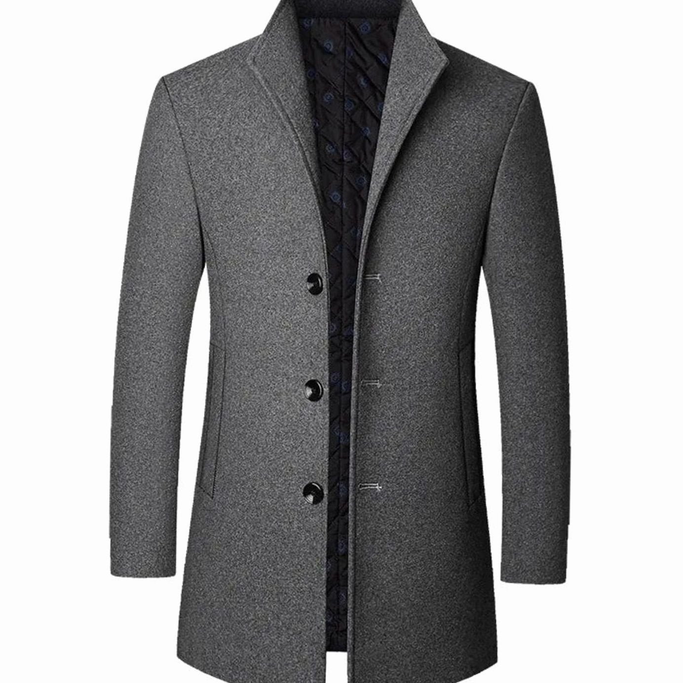 Everett | Men’s Stand-Collar Quilted-Lined Wool-Blend Overcoat