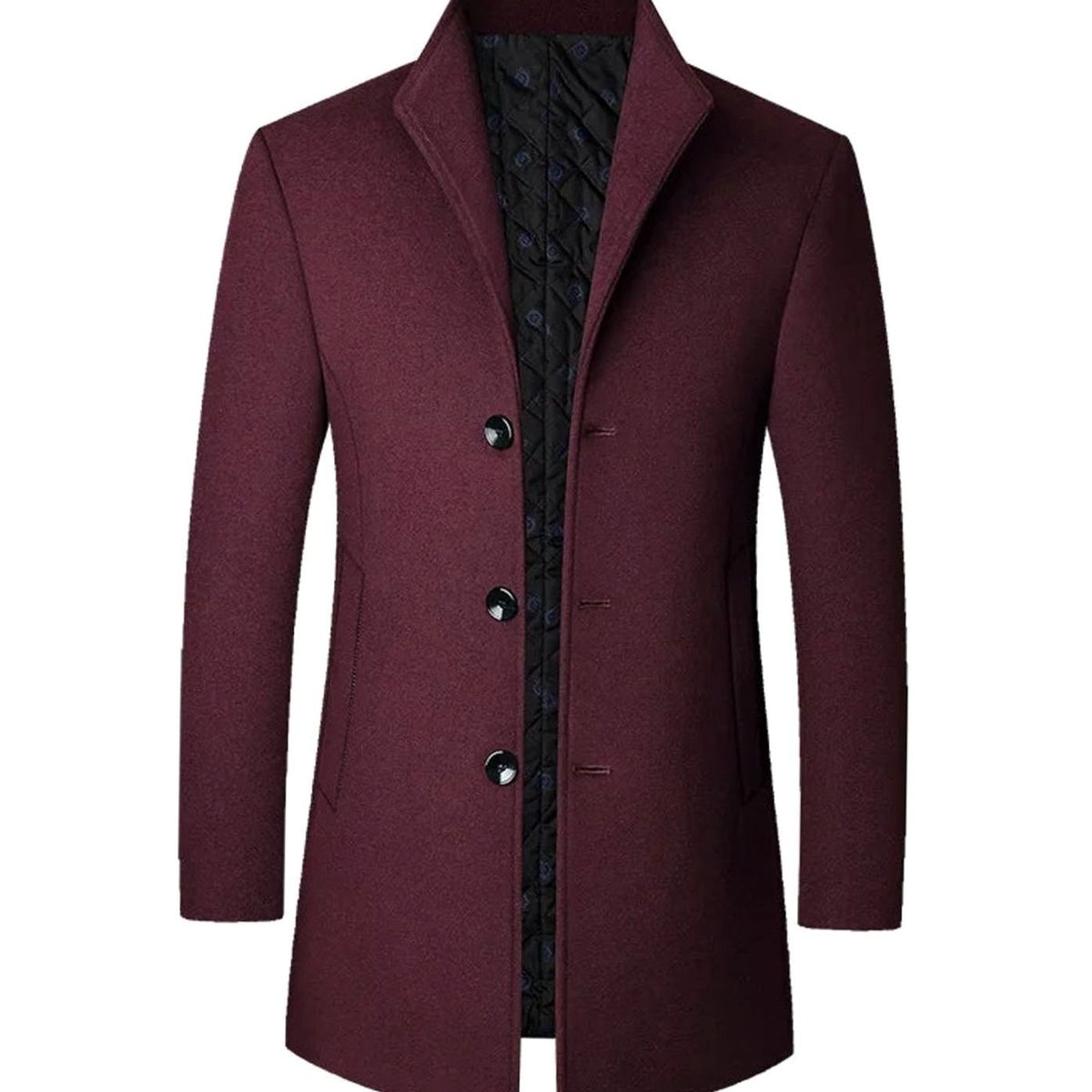 Everett | Men’s Stand-Collar Quilted-Lined Wool-Blend Overcoat