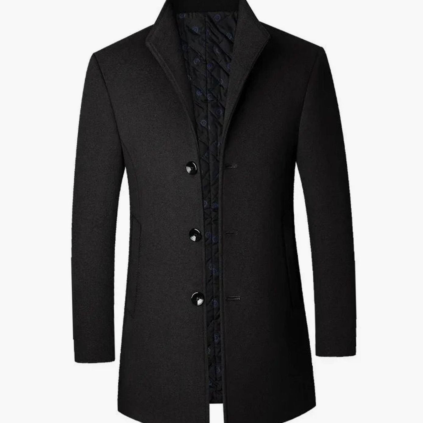 Everett | Men’s Stand-Collar Quilted-Lined Wool-Blend Overcoat