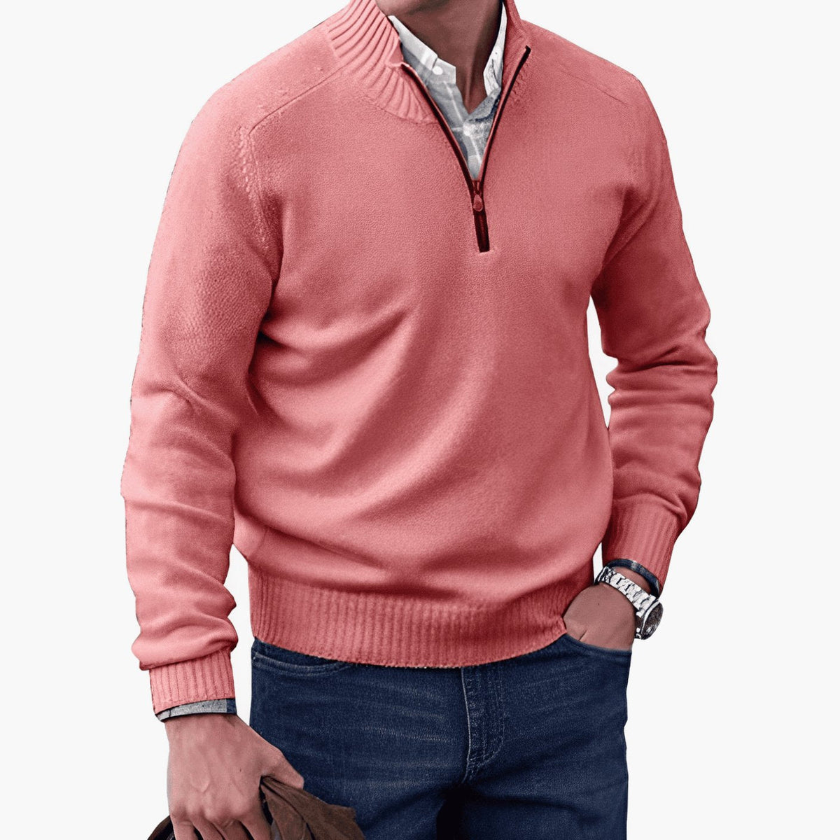 Julian | Men’s Quarter-Zip Mock-Neck Fine-Knit Pullover Sweater