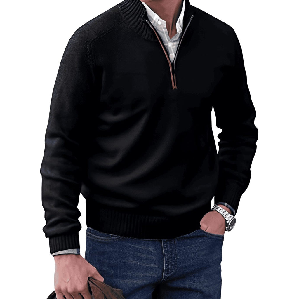 Julian | Men’s Quarter-Zip Mock-Neck Fine-Knit Pullover Sweater