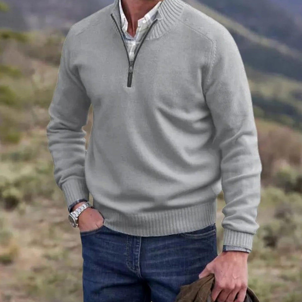 Julian | Men’s Quarter-Zip Mock-Neck Fine-Knit Pullover Sweater