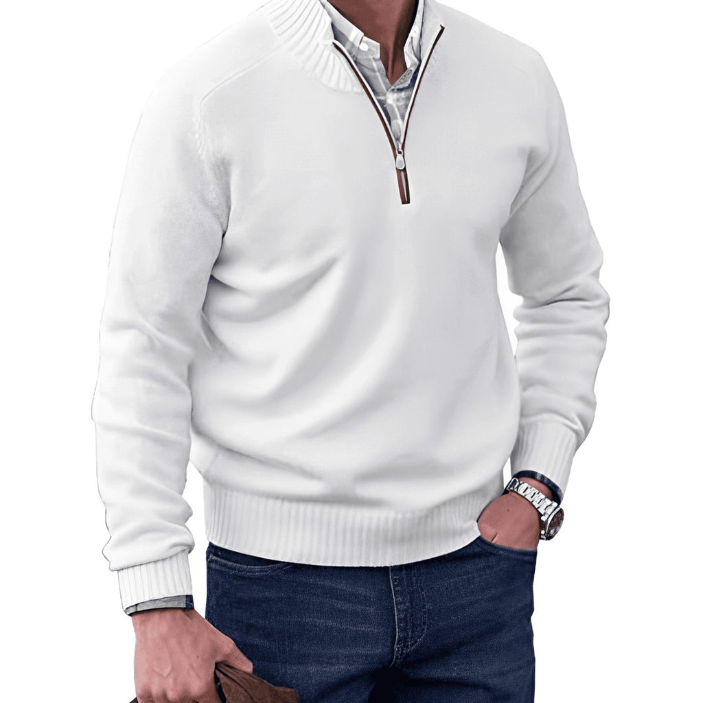 Julian | Men’s Quarter-Zip Mock-Neck Fine-Knit Pullover Sweater