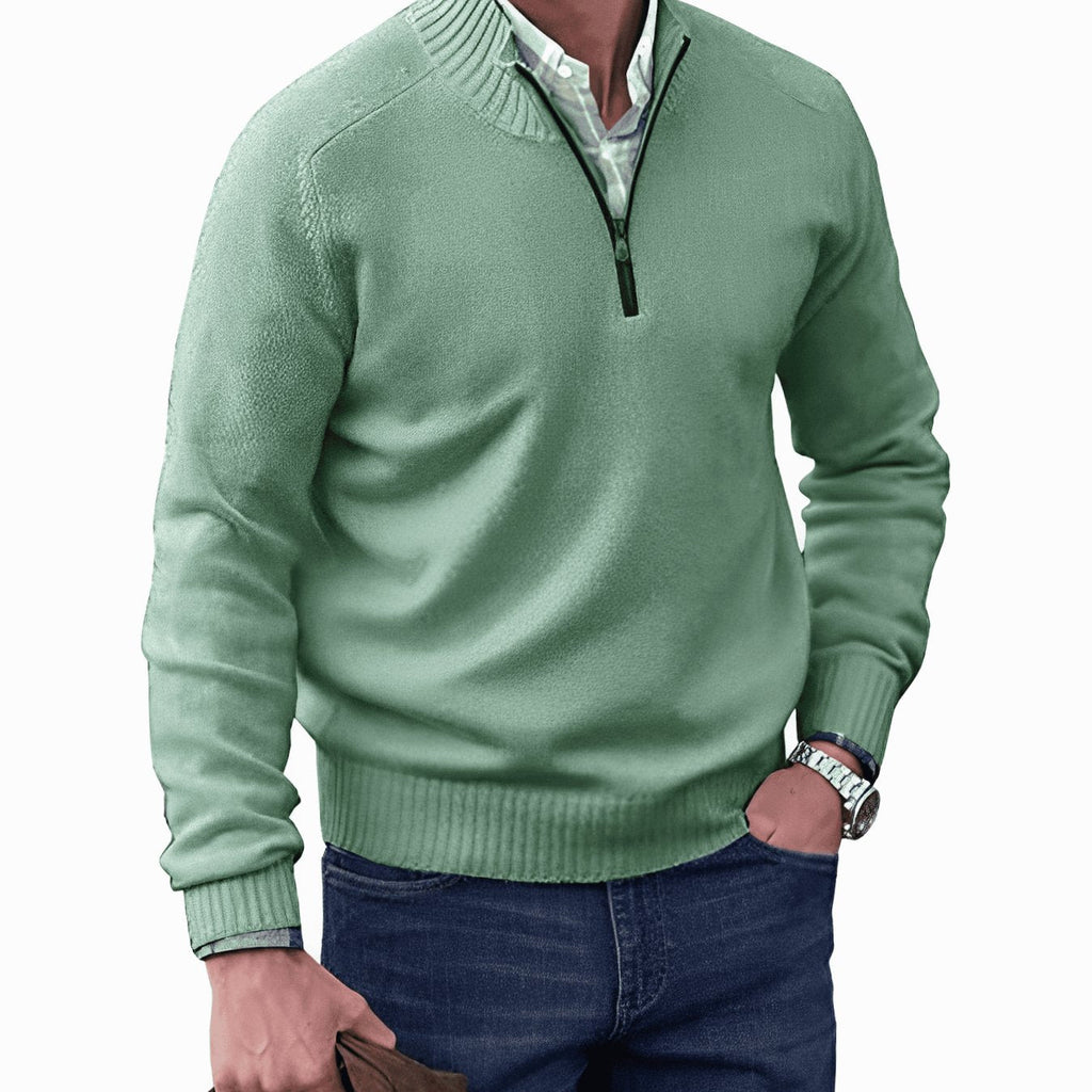 Julian | Men’s Quarter-Zip Mock-Neck Fine-Knit Pullover Sweater