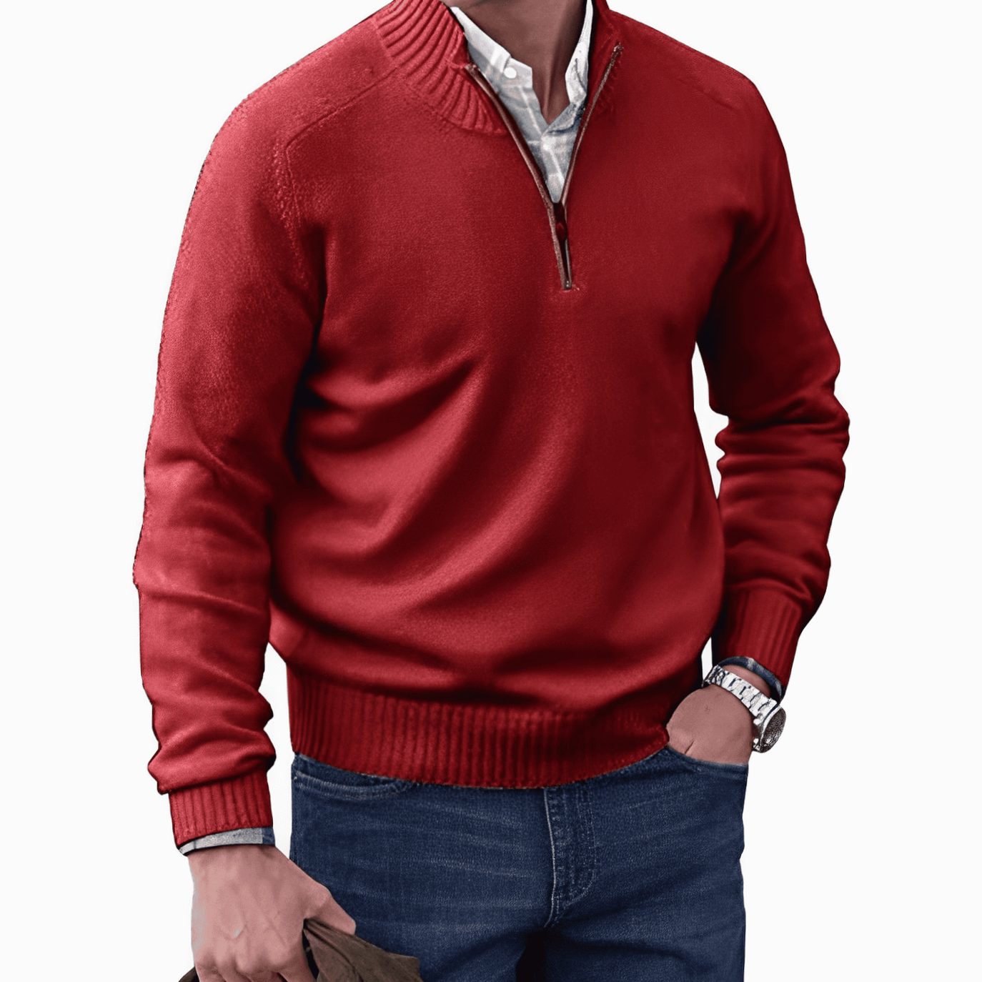 Julian | Men’s Quarter-Zip Mock-Neck Fine-Knit Pullover Sweater