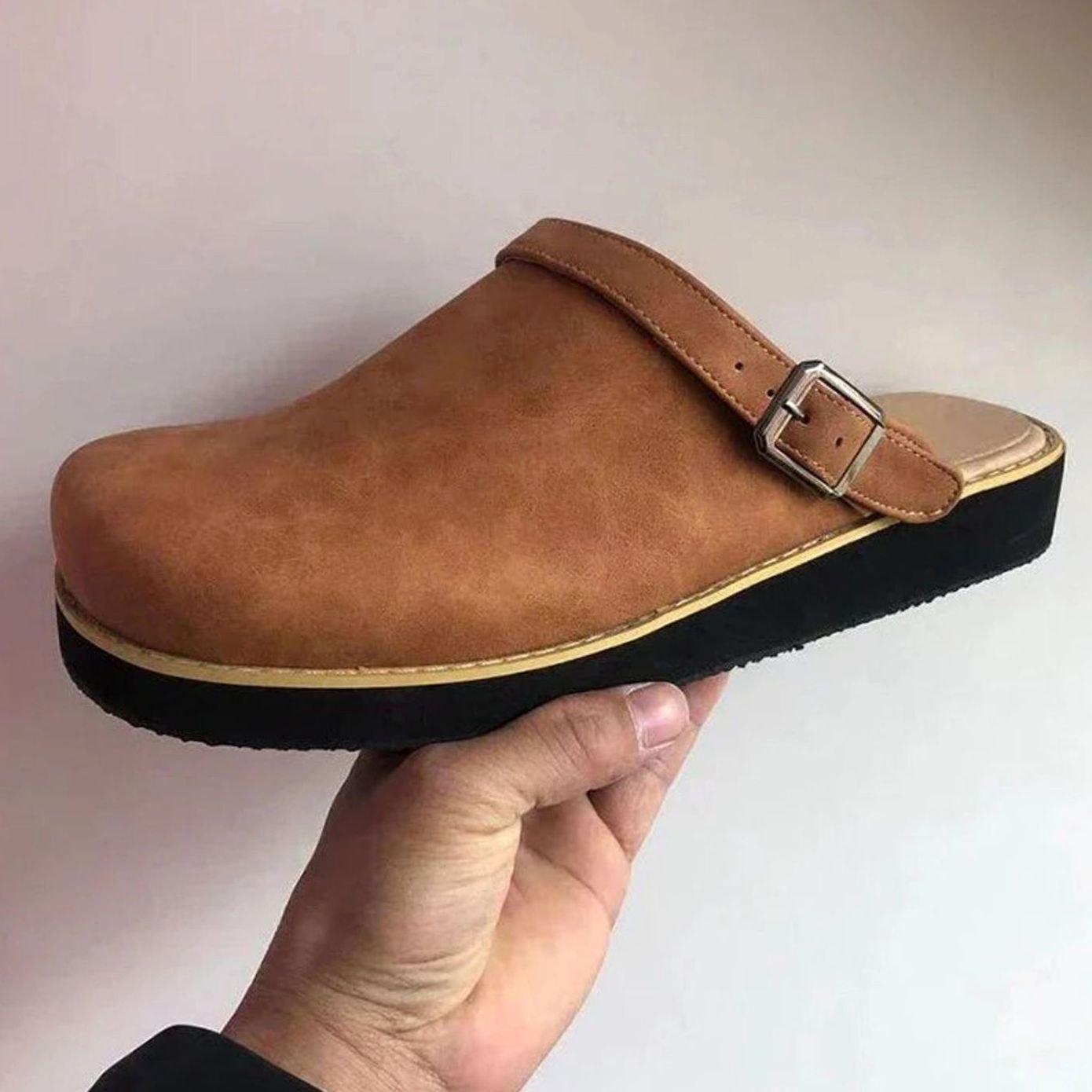 Rowan | Orthopedic Adjustable Buckle Suede Slip-On Comfort Clogs