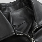 Damon | Men’s Minimalist Point-Collar Faux-Leather Zip Jacket