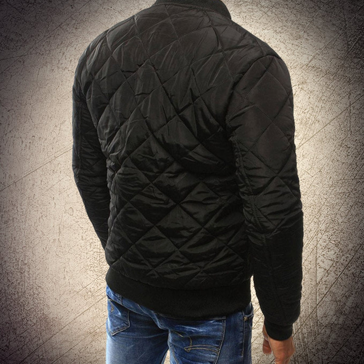 Jax | Men’s Diamond-Quilted Zip-Front Flight Bomber Jacket