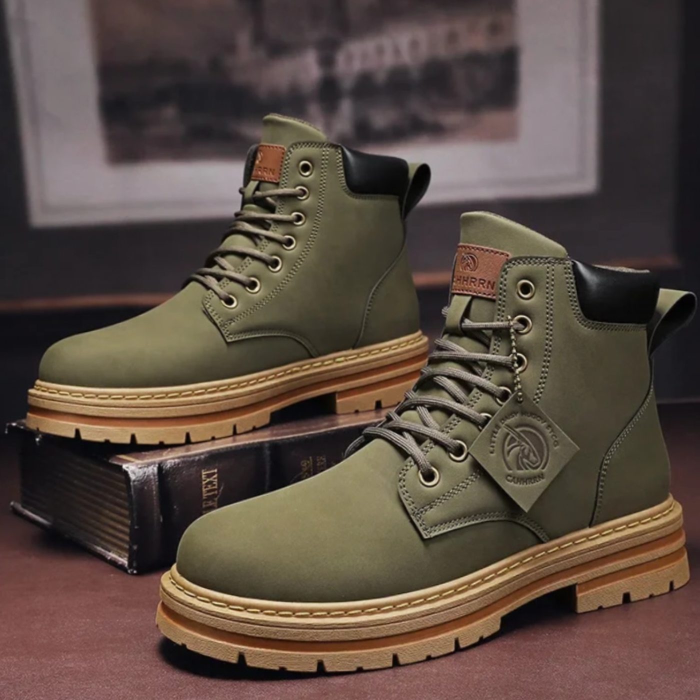Hudson | Men’s Wheat Nubuck Lace-Up Lug Sole Work Boots